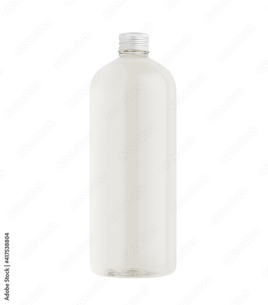 Transparent plastic tall bottle with water, silver cap mockup, isolated. Template for portfolio, design, branding identity. Transparent plastic tall bottle with water, silver cap mockup, isolated. Template for portfolio, design, branding identity.