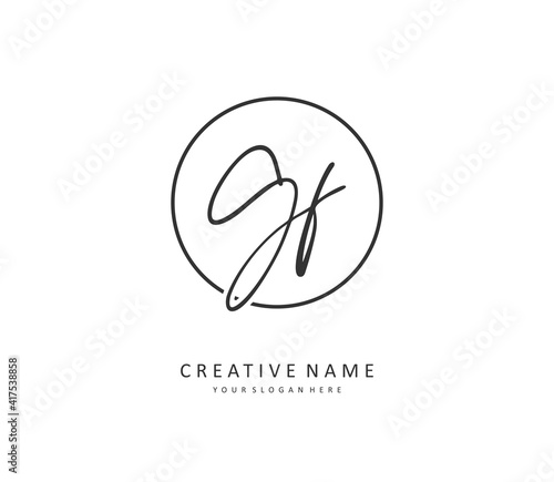 GF Initial letter handwriting and signature logo. A concept handwriting initial logo with template element.