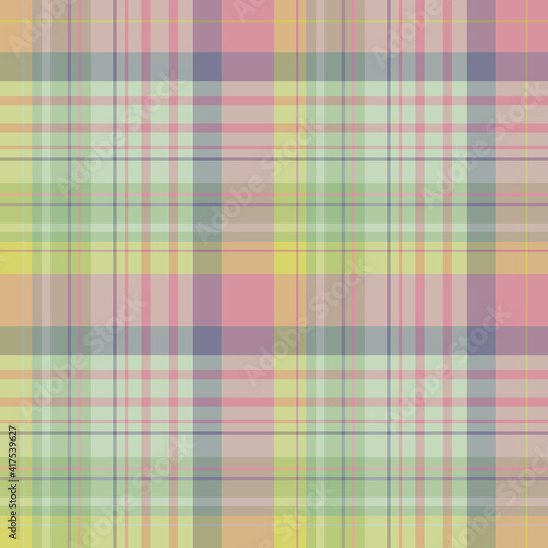 Seamless pattern in festive yellow, green, violet and pink colors for plaid, fabric, textile, clothes, tablecloth and other things. Vector image.