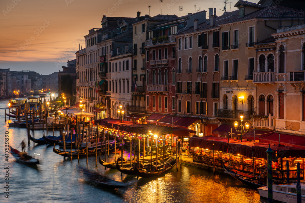 View of the Grand Canal from the Rialto Bridge. Venice.