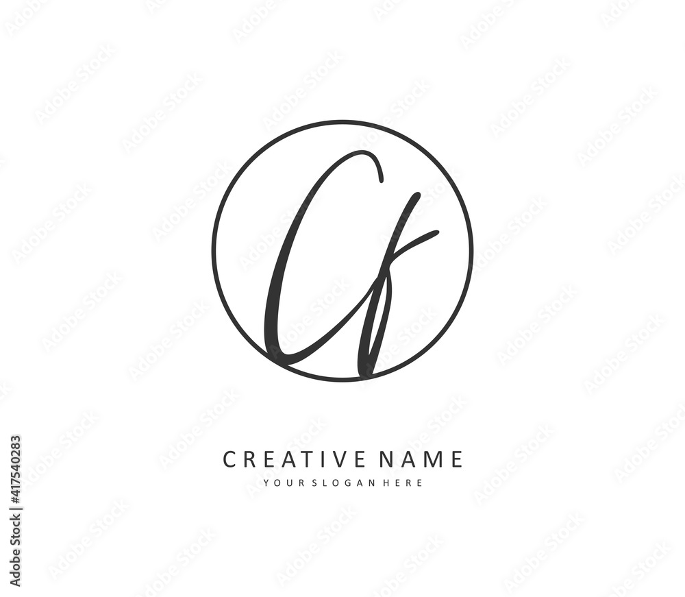 CF Initial letter handwriting and signature logo. A concept handwriting initial logo with template element.