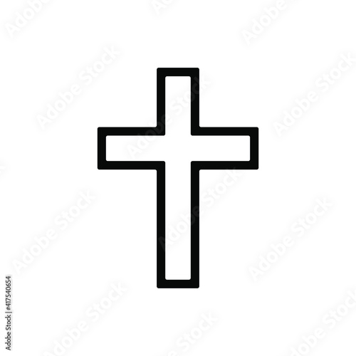Cross vector shape symbol. Christianity sign. Christian religion icon. Catholic and protestant faith logo or image. Black silhouette isolated on white background.