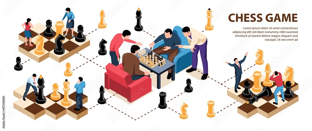 Obraz premium Chess Game Isometric Infographics