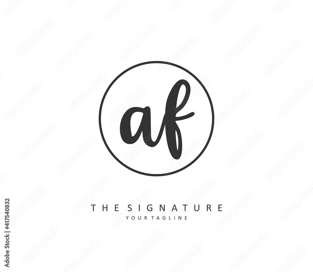 AF Initial letter handwriting and signature logo. A concept handwriting initial logo with template element.