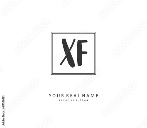 XF Initial letter handwriting and signature logo. A concept handwriting initial logo with template element.