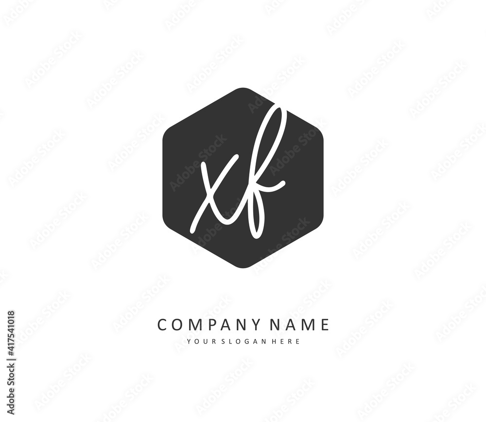 XF Initial letter handwriting and signature logo. A concept handwriting initial logo with template element.