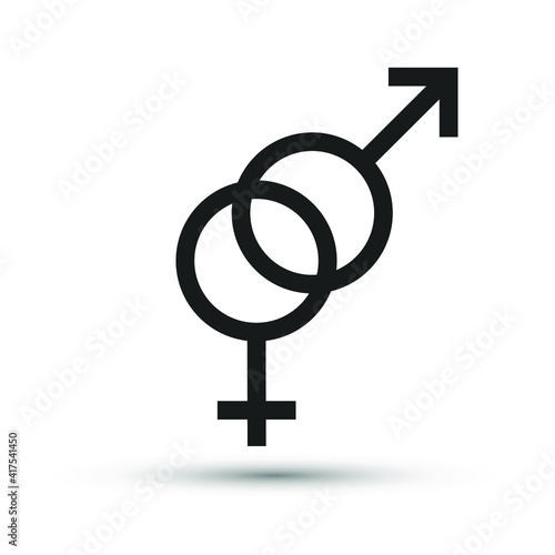 Gender icon. Isolated vector Venus and Mars planets symbol of women and men. Female and Male sex identity sign. 