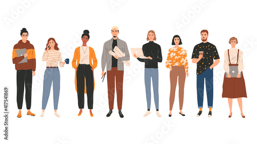 Group portrait of young creative people professionals