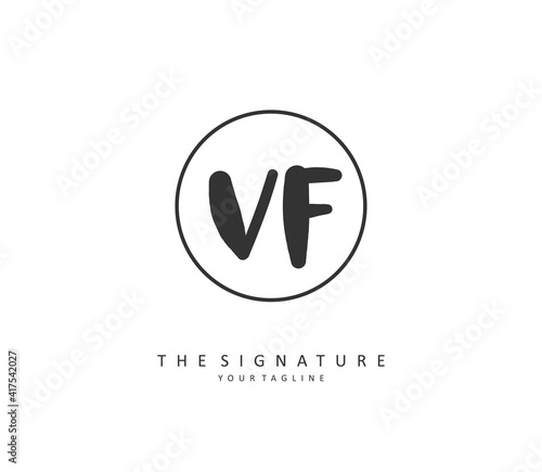 VF Initial letter handwriting and signature logo. A concept handwriting initial logo with template element.