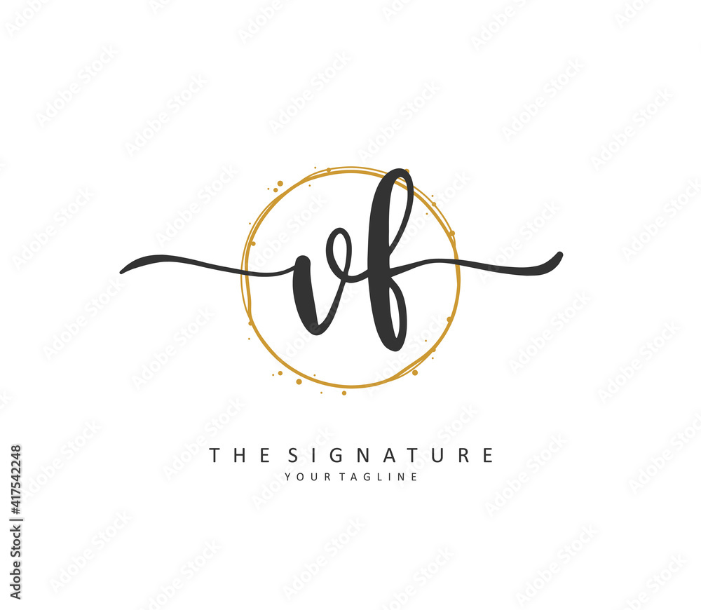 VF Initial letter handwriting and signature logo. A concept handwriting initial logo with template element. VF Initial letter handwriting and signature logo. A concept handwriting initial logo with template element.
