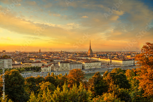 Top view of Turin centre with Mole Antonelliana, Italy. © Vladimir Sazonov