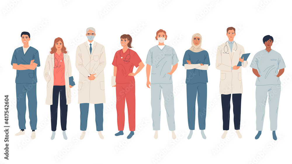 Fototapeta premium Doctors, medical workers, medics and nurses. Representatives of different medical specialties