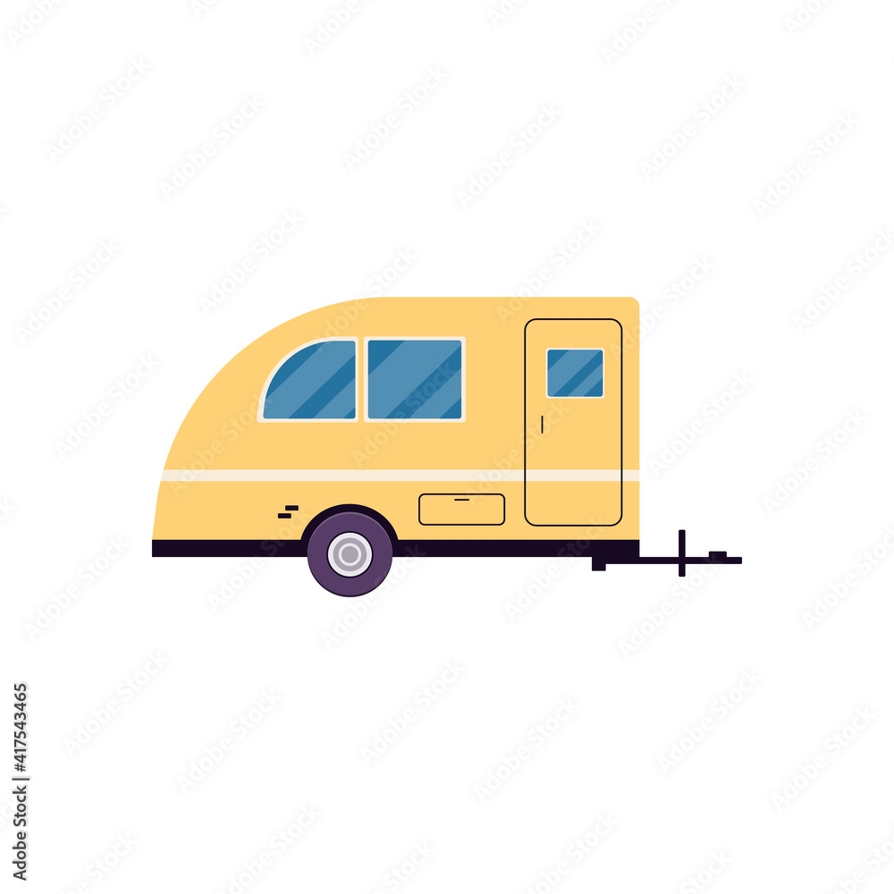 RV or camping trailer cartoon icon or symbol, flat vector illustration isolated RV or camping trailer cartoon icon or symbol, flat vector illustration isolated