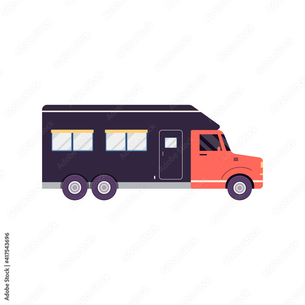 RV van or camping trailer with cabin and caravan vector illustration isolated.