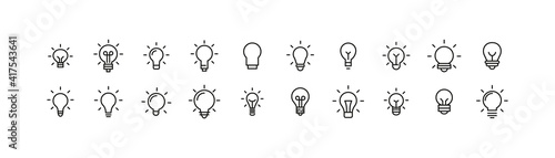 Editable vector pack of bulb line icons.