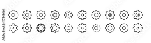 Set of simple gear line icons. photo