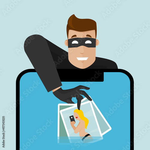 A thief breaks into a phone and steals personal photos.