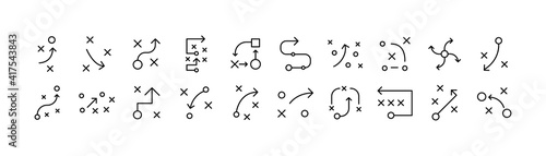 Set of strategy line icons.
