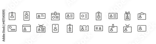 Set of simple personal card line icons.