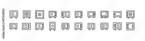 Vector set of safe thin line icons.