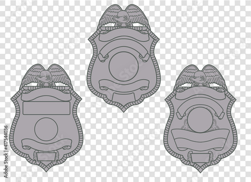 Three Police Shields with Eagle and banners- Vectors (EPS)