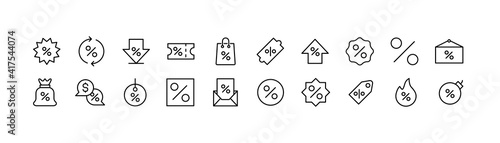 Premium pack of discount line icons