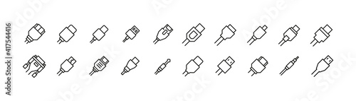 Set of cable line icons.