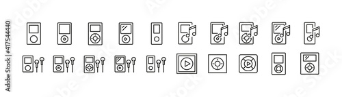 Simple line set of mp3 player icons