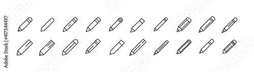 Set of simple pencil line icons.