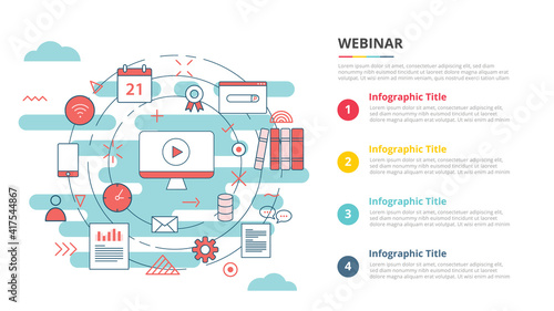 webinar concept for infographic template banner with four point list information