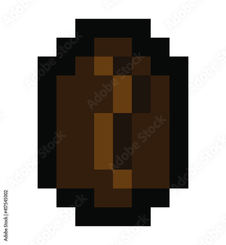 Pixel coffee bean (vector, isolated)