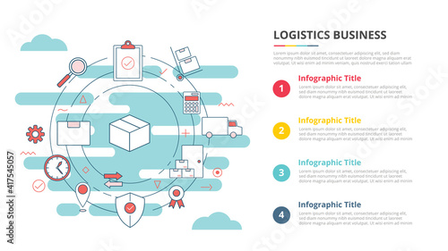 logistics business or delivery concept for infographic template banner with four point list information