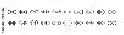 Premium pack of dumbbell line icons.