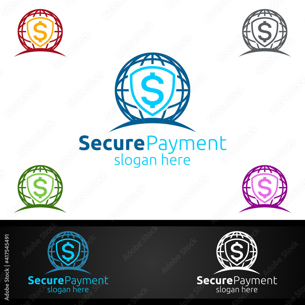 Global Online Secure Payment Logo for Security Online Shopping. Financial Transaction. Sending Money. Mobile Banking Service Logotype Global Online Secure Payment Logo for Security Online Shopping. Financial Transaction. Sending Money. Mobile Banking Service Logotype