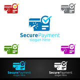Card Online Secure Payment Logo for Security Online Shopping. Financial Transaction. Sending Money. Mobile Banking Service Logotype
