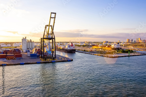 The view from a cruise ship of terminal at Port Everglades, in Ft. Lauderdale, Florida