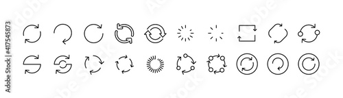 Set of simple refresh line icons.