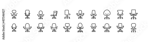 Stroke vector office chair line icons.