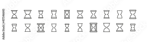 Set of simple hourglass line icons. photo