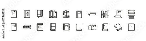 Vector set of book thin line icons