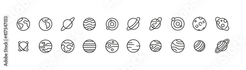 Set of planet line icons. photo