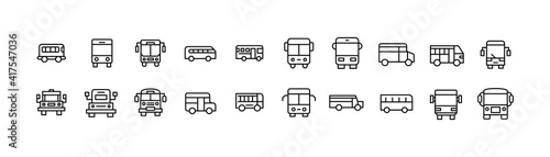 Editable vector pack of school bus line icons.