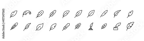 Set of simple quill line icons.