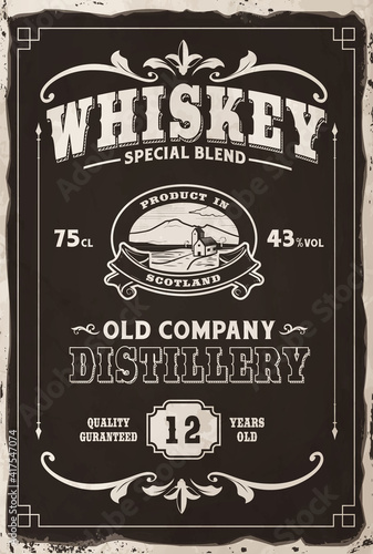 Canvas Print vintage menu whiskey
