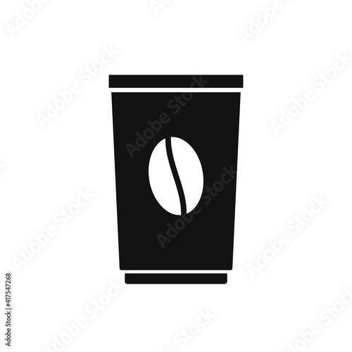 Disposable plastic or paper black cup of coffee