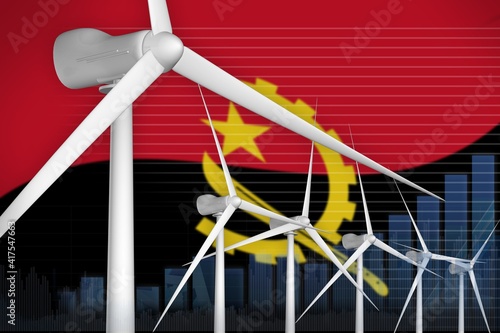 Angola wind energy power digital graph concept - renewable natural energy industrial illustration. 3D Illustration © Dancing Man