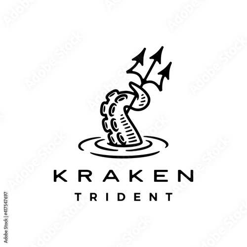 trident tentacle logo vector icon illustration