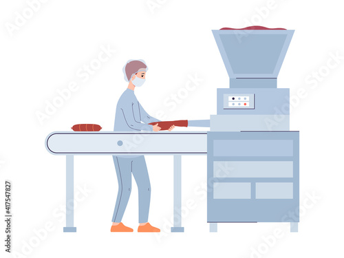 Production of natural meat food a vector flat isolated illustration