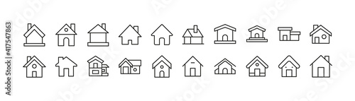 Simple line set of home icons.