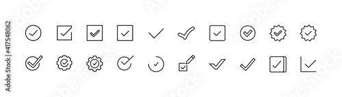 Fotografija Simple line set of check icons.
